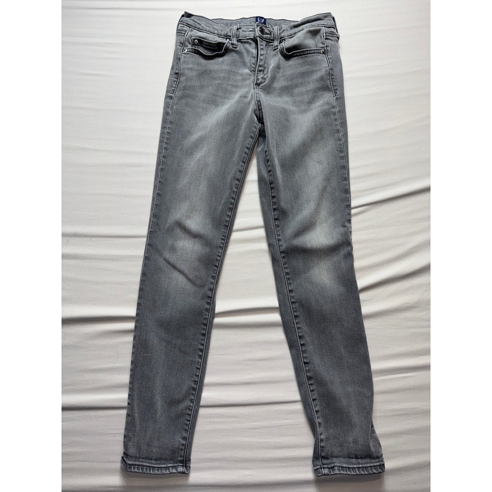 Gap True Skinny Jeans Womens 28R Grey Mid Rise Stretch Denim Pants
